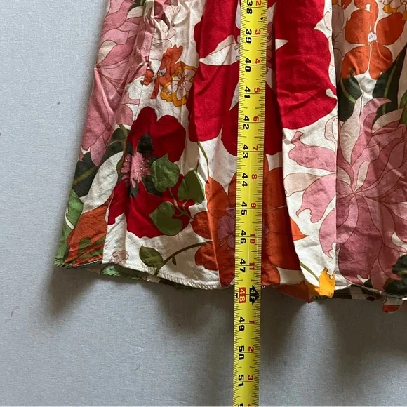 Zara Floral Smocked Waist Midi Dress Button Front XL - Picture 12 of 12